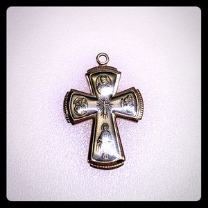 Cross pendant green and gold